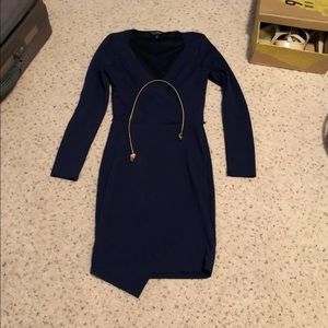 Blue assymetrycal hem dress